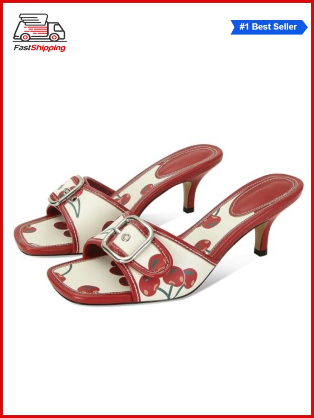 ✨ Kitten Heel Sandals Stiletto Low Heels Slip On Slides Mule Square Open Toe